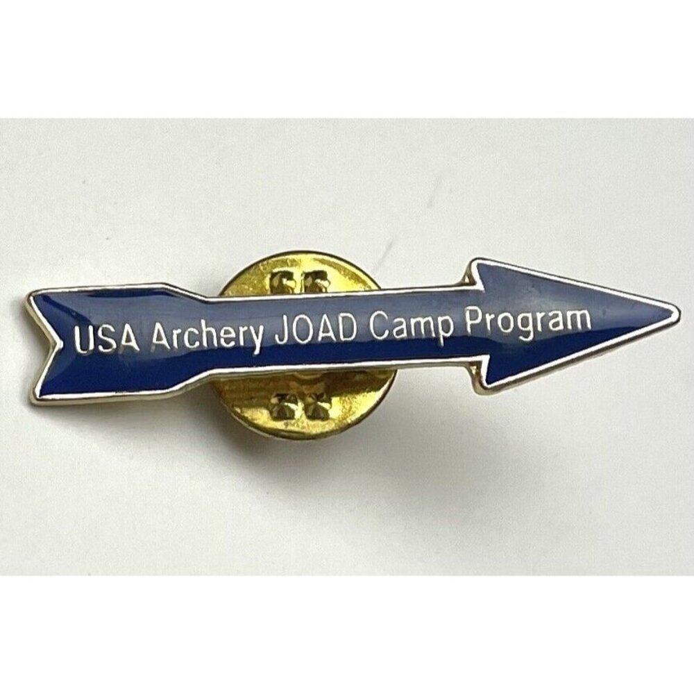 VTG 1.5" Blue Goldtone NAA JOAD USA Archery Camp Program Club Arrow Pin PINBACK